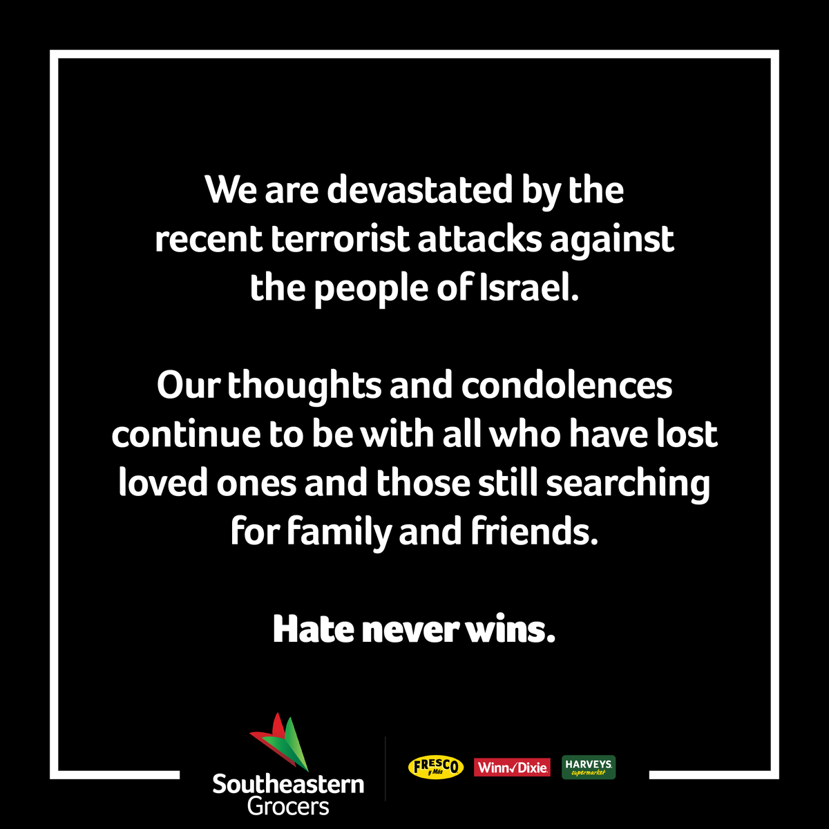 We proudly stand with those who support peace. 

#strongertogether #hateneverwins