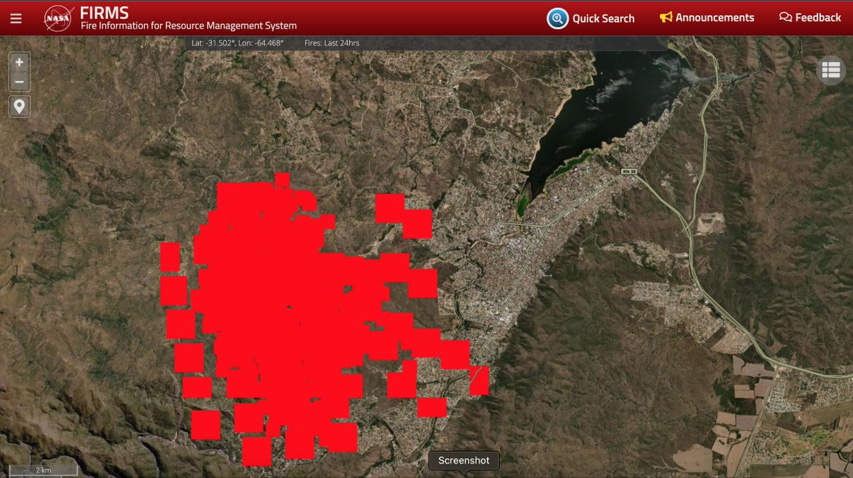 WOAH, this looks bad. Villa Carlos Paz, Argentina. The NASA satellite confirms. The wind currently looks like it's blowing the fire right toward town. That's one of the most frightening drone shots I've ever seen.