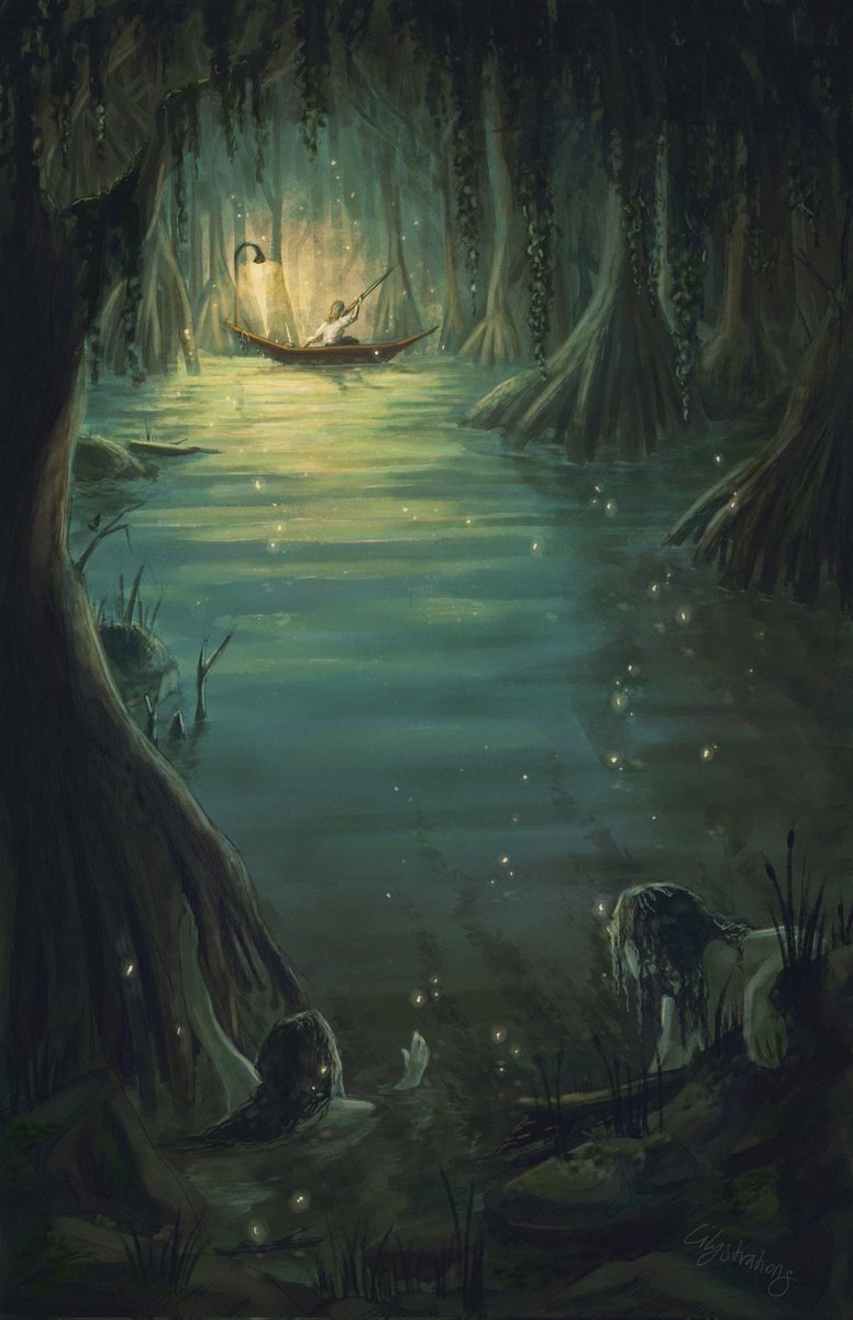 'Beware The Whispers' - I finally got around to some swampy murky goodness, and these oh so lovely bog ladies couldn't be happier about it. 🔥👀🔥

#artistsoftwitter #fantasyart #digitalart #smallartist #art #originalwork #noai #realartist