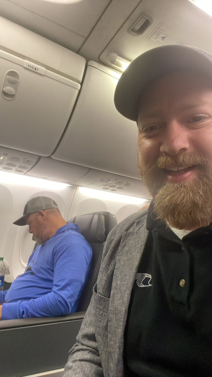TJSumpter's tweet photo. Gabe and I somehow ended up in first class, and I just left @Chocolate_Knox in the back of the plane with like 15 kids. π€ͺ #sorrynotsorry #partyintheback https://t.co/tACiMnuvqN