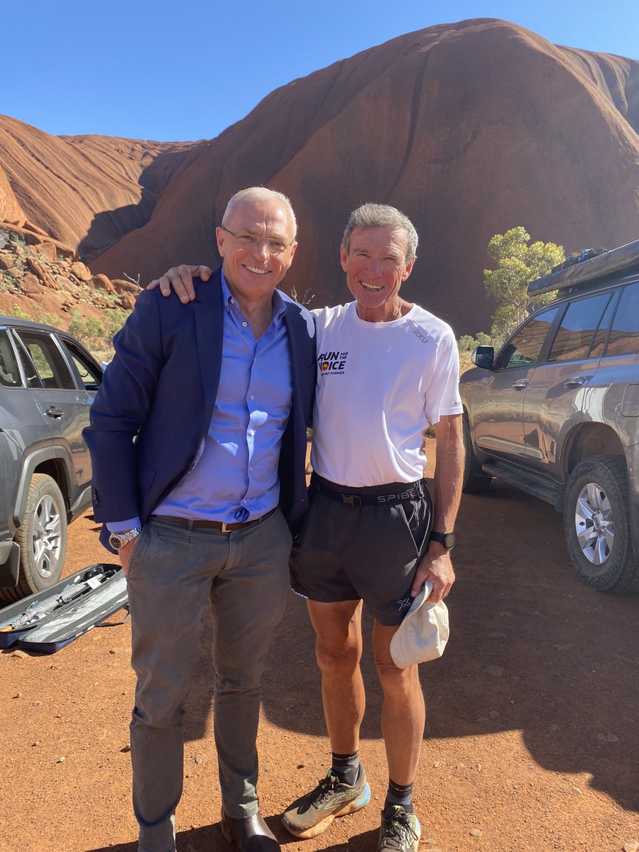 Whether you're voting #Yes or #No, it's a remarkable achievement: #PatFarmer runs 14,000km around Australia, aged 61. His random #hack - if you have a blister, take a needle & thread - pierce it - pull the thread through - leave it there overnight - drain naturally #pushthrupain