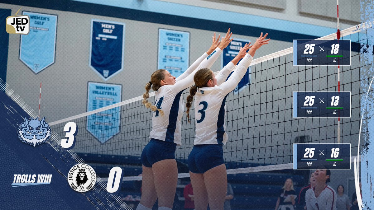 Trinity Athletics (@trollsathletics) on Twitter photo TROLLS WIN!
<a href="/TrollsWVB/">Trolls Women's Volleyball</a> take a straight-set sweep over Justice (Ariz.)!
Veldman: 6 kills, .556 attack pct.
Williams: 6 kills, .400 attack pct., 2 blocks
Bartz: 32 assists, 7 digs, 4 aces
๐: tinyurl.com/yckhaa6t TROLLS WIN!
<a href="/TrollsWVB/">Trolls Women's Volleyball</a> take a straight-set sweep over Justice (Ariz.)!
Veldman: 6 kills, .556 attack pct.
Williams: 6 kills, .400 attack pct., 2 blocks
Bartz: 32 assists, 7 digs, 4 aces
๐: tinyurl.com/yckhaa6t