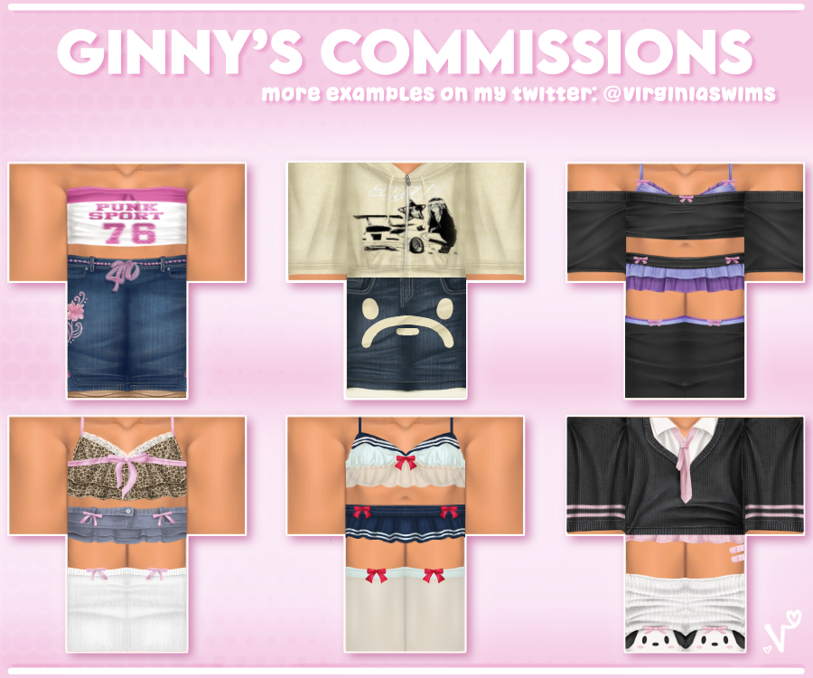 vr6inia's tweet photo. hiii my design commissions are finally open, im only taking a few orders for now!! join my server for info &amp; how to order ♡

https://t.co/iD9JeUdC70

#RobloxClothing #RobloxDesigner #RobloxDesign #RobloxShowcase #RobloxArt #RTCDesigners https://t.co/8xU6O2MH8u