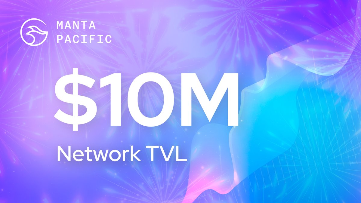 MantaNetwork's tweet photo. In just a month of #MantaPacific launch, we hit our first major TVL milestone: $10m in assets in the network!

🤩 Thank you so much to the amazing community for your support. Don't forget to participate in MantaFest and contribute: https://t.co/eIjbpzkdSo

Source: @l2beat https://t.co/7yMz0M6aaX