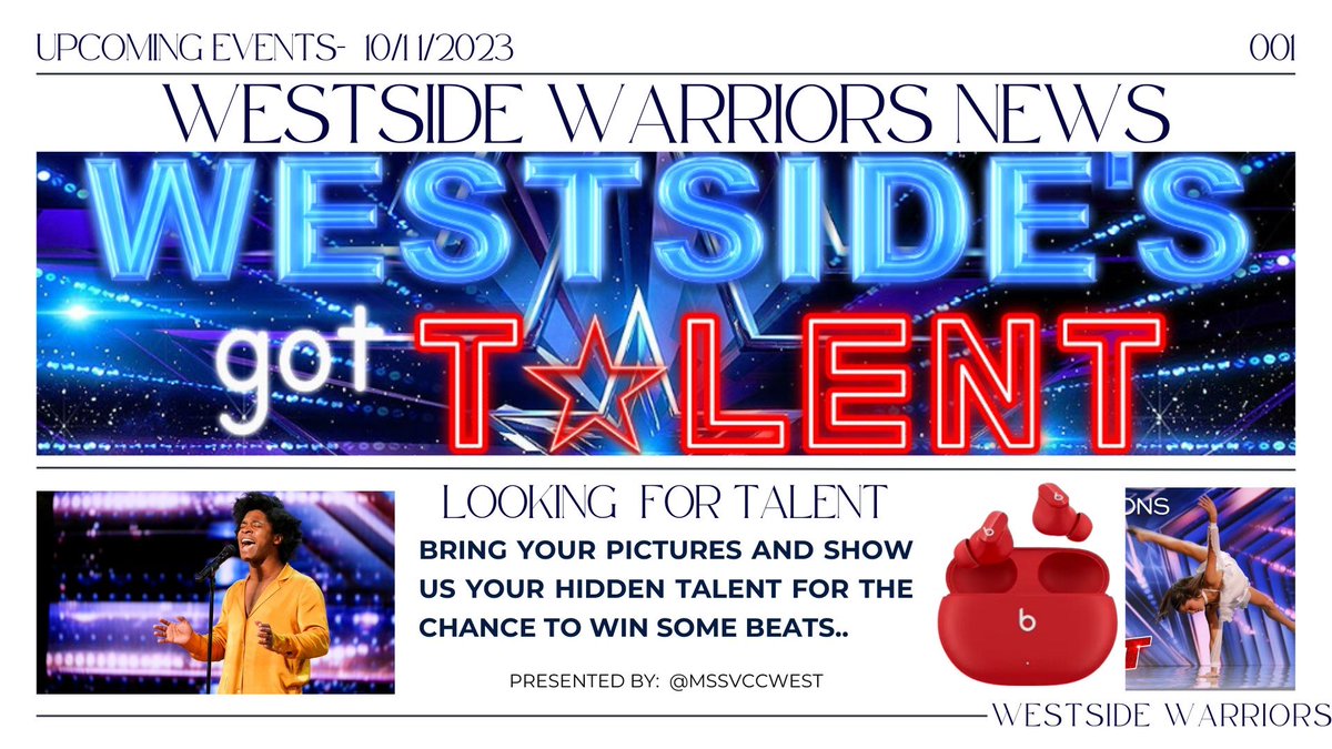 Tomorrow is 𝐖𝐞𝐬𝐭𝐬𝐢𝐝𝐞’𝐬 𝐆𝐨𝐭 𝐓𝐚𝐥𝐞𝐧𝐭 at @mssvccwest 🎤 🏃 💃 🎻🎸 Can’t wait to see everyone’s talent! ⭐️ Who will be our beats winner?😊🥇🎧@joe_farrell21 @mbcgoodstuff @TheGoodLifeKev #LifeAtATT @THUNDER_MSSVCC @BlakeLiebmann