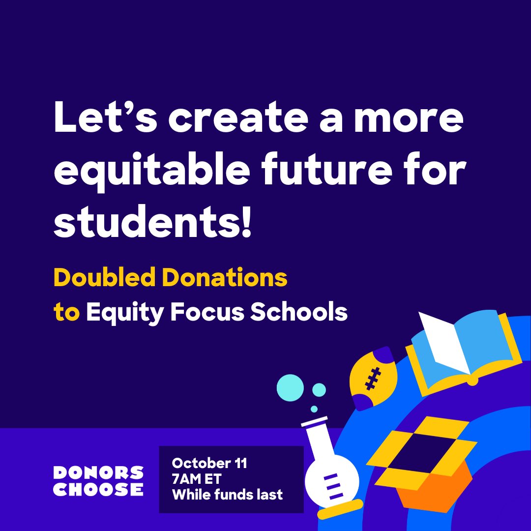 Donors Choose is doubling donations to Cook-Wiss projects tomorrow starting at 7am while funds last. Please consider donating 🩷donorschoose.org/donors/search.…