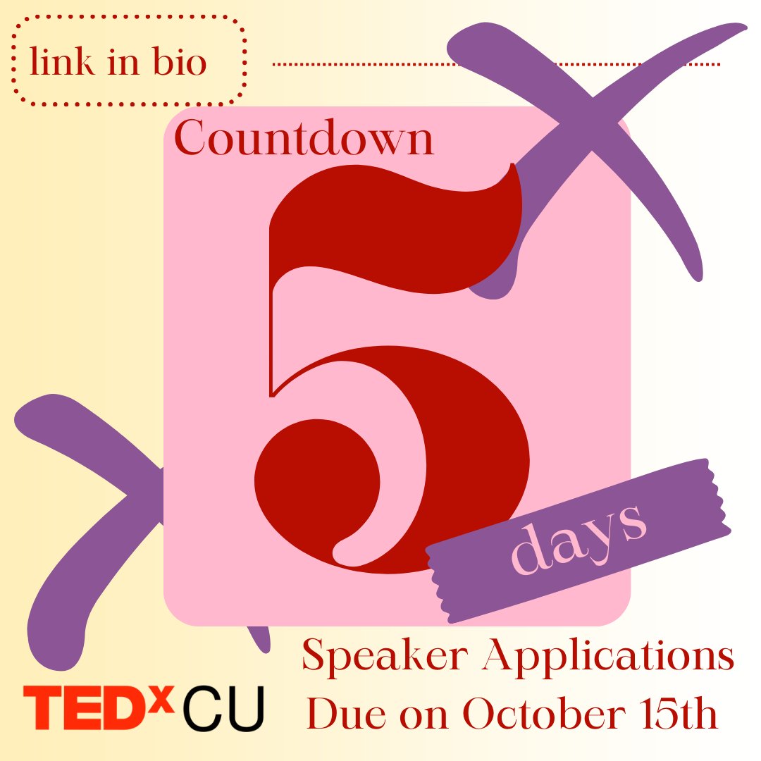 TEDxCUBoulder's tweet photo. There is still time to apply! Don't miss out on an amazing opportunity and apply today! ❌ #TEDxCU https://t.co/eYQKMhP6PD