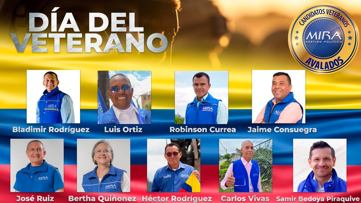¡Feliz Día Nacional del Veterano! (Ley 1979 de 2019) 🪖

"En esta fecha, el <a href="/PartidoMIRA/">Partido MIRA</a> honra la experiencia, disciplina, constancia y amor a la patria de los veteranos de nuestra Fuerza Pública.

Por eso, es un honor haberle entregado a varios de estos héroes del <a href="/COL_EJERCITO/">Ejército Nacional de Colombia</a>,