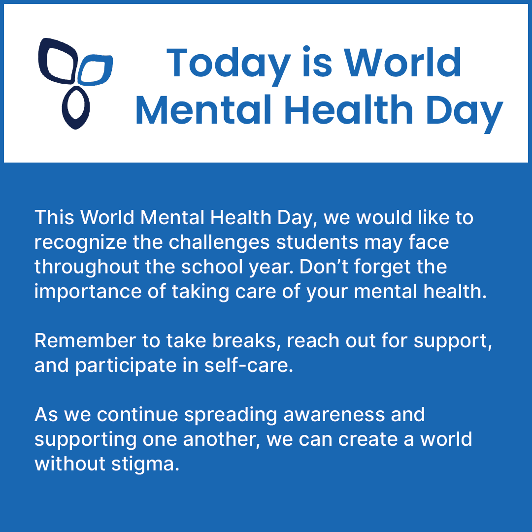 Today, we recognize #WorldMentalHealthDay 

It's okay to ask for help, here are some available resources:
Canada Suicide Prevention Hotline: (833)456-4566 
Kids Help Phone: 1-800-668-6568
Mental Health Helpline: 1-866-531-2600