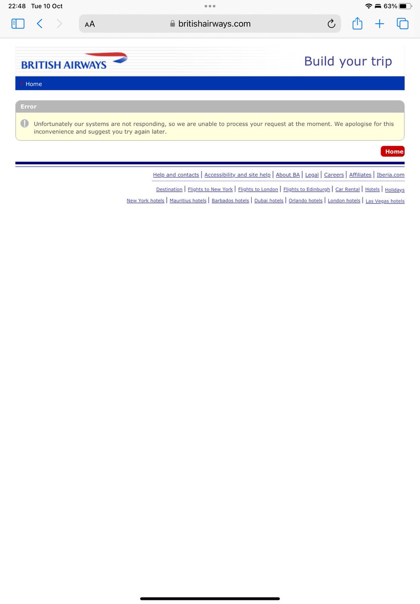 beth0013's tweet photo. @British_Airways I’ve been getting this error all evening when trying to book a holiday. Has this been reported to the IT team so they can investigate and fix? https://t.co/IC8anR8yVf