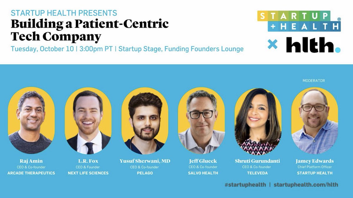 Come and see my panel in 15 minutes at the #startup stage! We will be discussing how to build a patient centric tech company in #healthcare. #HLTH2023 @startuphealth #startup @HLTHEVENT