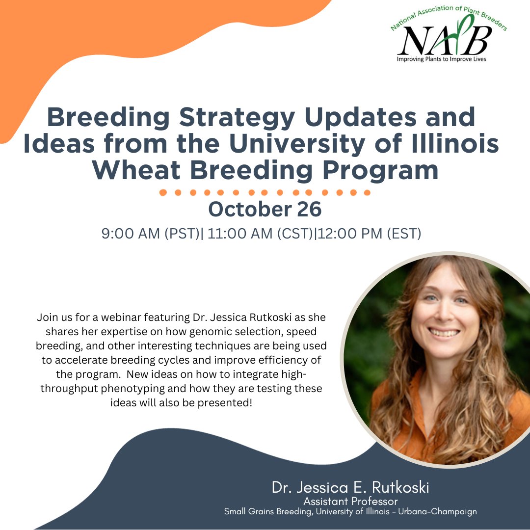Join us for a webinar on October 26th (11 AM CST) featuring Dr. Jessica Rutkoski. Please register for this webinar today by clicking the following link: forms.gle/sjFig85GAjXSNQ…
<a href="/NAPlantBreeders/">NAPB</a>