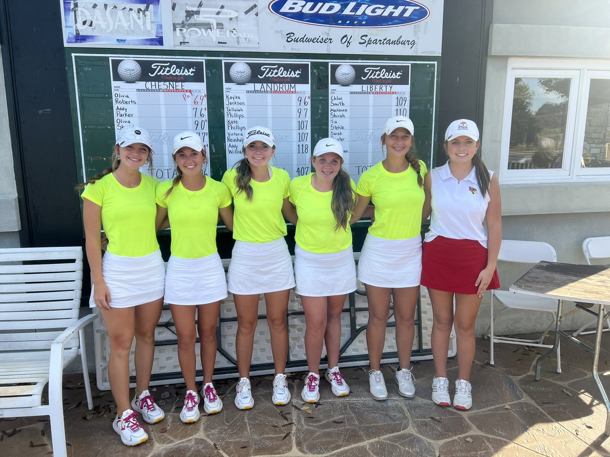 Chesnee Girls Golf (@chsladiesgolf) on Twitter photo Congratulations to the Lady Eagles for winning the Region 1 AA Championship today with a 306. <a href="/oliviaroberts07/">Olivia Roberts</a> shot a 69 and was POY. All Region players were <a href="/AddyParker7/">Addy Parker</a> with a 76, <a href="/AbigailWatson87/">Abigail Watson</a> with a 77, Abby Herrington shot her PR of 84 and <a href="/Oliviaa_shields/">Olivia shields</a> shot a 90. Congratulations to the Lady Eagles for winning the Region 1 AA Championship today with a 306. <a href="/oliviaroberts07/">Olivia Roberts</a> shot a 69 and was POY. All Region players were <a href="/AddyParker7/">Addy Parker</a> with a 76, <a href="/AbigailWatson87/">Abigail Watson</a> with a 77, Abby Herrington shot her PR of 84 and <a href="/Oliviaa_shields/">Olivia shields</a> shot a 90.