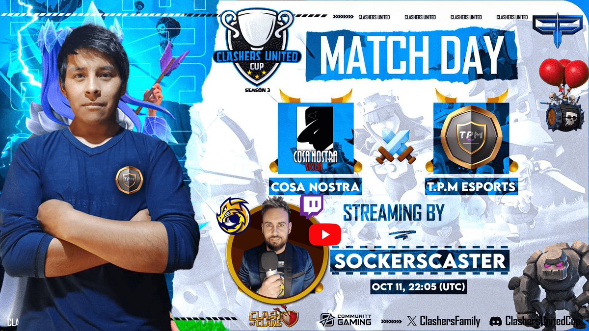 🔴LIVE
VAMOS con la #clashersunitedcup
<a href="/TPMSPORTS2/">RNGxT.P.M sports</a> los hispanos con la mira puesta en los mundiales ‼️

🟥YT 🖥️youtube.com/live/STqr143DK…

🟪TW🖥️twitch.tv/sockerssu

Caster:
🗣️🎙️ <a href="/Sockers_/">Sockers SU</a>

RT 🔄