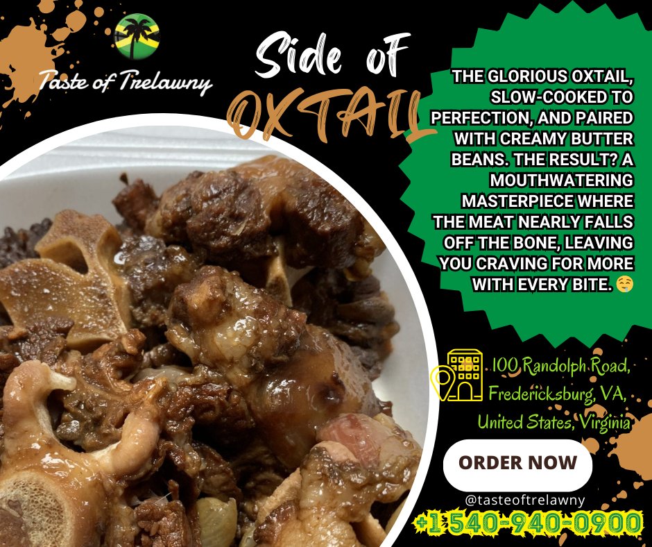 Indulge in a Culinary Delight: 𝑻𝒂𝒔𝒕𝒆 𝒕𝒉𝒆 𝑻𝒓𝒆𝒂𝒘𝒏𝒚 𝑺𝒊𝒅𝒆 𝒐𝒇 𝑶𝒙𝒕𝒂𝒊𝒍! 
 Slow-Cooked and Bursting with Flavor 📷 #Tasteoftrelawny #deliciousfood #instafoodies #instafoodgram #instafoodie #instafoods #caribbean #food #foodlover #foodporn #jamaican
