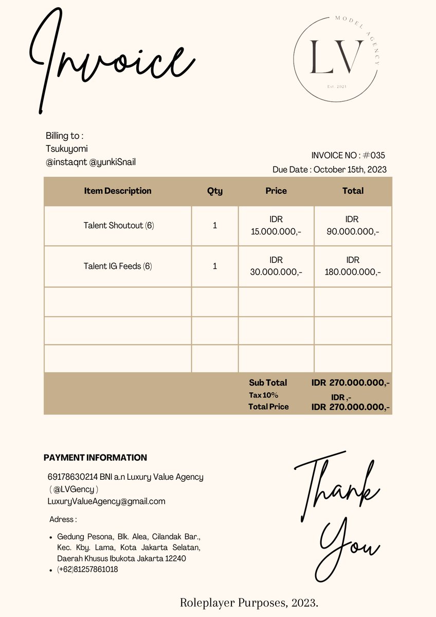 ㅤㅤ

Dear <a href="/instaqnt/">OWWAANG</a> <a href="/yunkiSnail/">𝐿𝑜𝑠𝑒𝑟</a>, 

We just sent you the invoice #035. Please don't hesitate to reach out if you have any questions. We look forward to conducting our future business.

🖇️ INVOICE_LV_TSUKUYOMI

Regards,

Luxury Value Agency.

ㅤㅤ