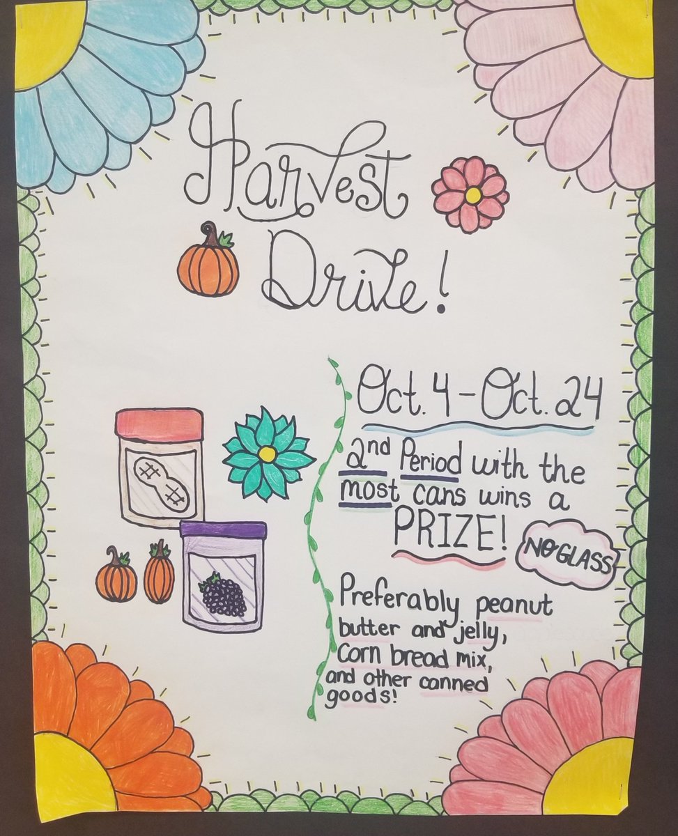 Harvest Drive is going strong at the Raider Nation. Bring in your non-perishable items (peanut butter and jelly prefered) to 2nd period. Class that collects the most will get a treat. @KathyNeville3 @raiderprincipal @RMSnationap @ProfessaDiva954