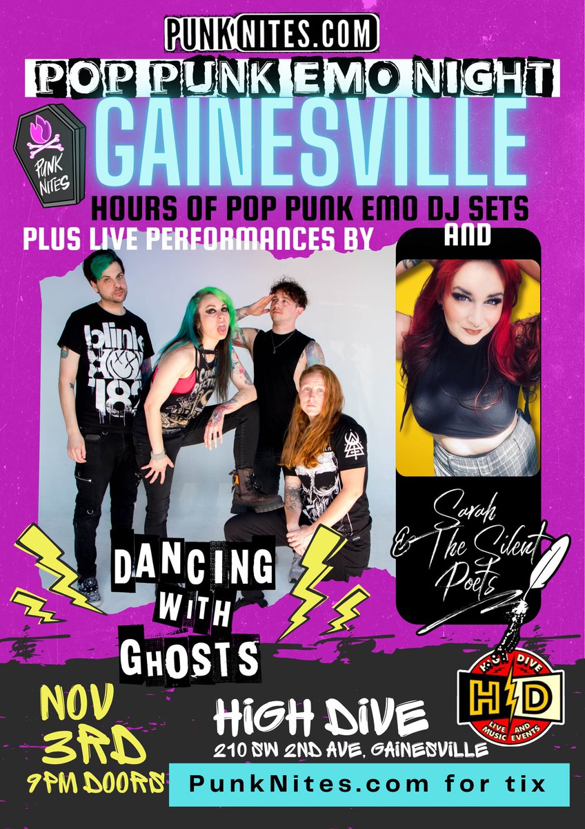 Teen Beat Magazine vibes for this flyer design? Someone told me
MySpace vibes. I see it, but I still like the flyer and am so excited for this show with <a href="/DanceGhostDance/">Dancing with Ghosts</a> and <a href="/satspoets/">Sarah & The Silent Poets</a> #PopPunk #EmoNight #Gainesville <a href="/HighDiveGville/">Glory Days Presents - Gainesville</a>