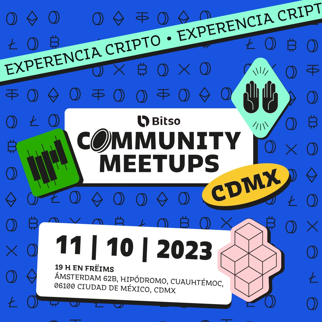 Bitso's tweet photo. 🍻 BITSO COMMUNITY MEETUP 🍻
¡CDMX, nos volvemos a ver! Los esperamos para platicar sobre inversiones, experiencias y aprendizajes cripto. Swag alert. 👕👀

📌 Frëims, CDMX
⏰ 19 hs.
🗓 miércoles 11 de octubre
✍🏻 Reserva tu lugar: https://t.co/qnp3259W8F https://t.co/ACVmTq7x6w