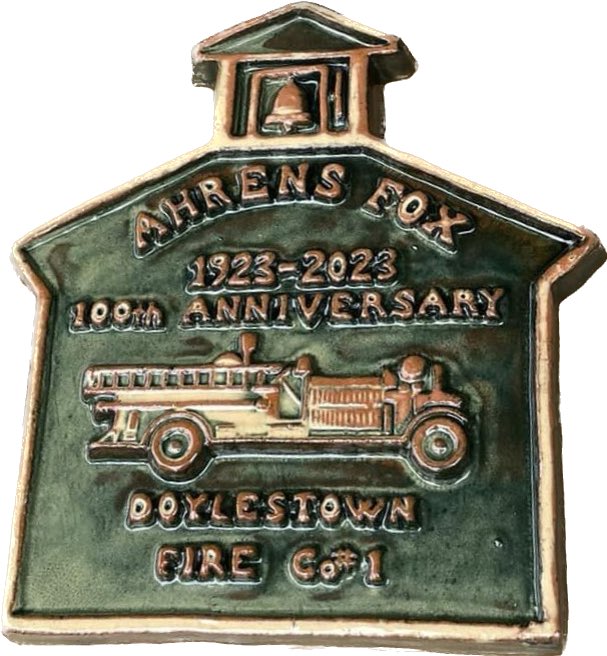 The 100th Anniversary Ahrens Fox Mercer Tiles are now available for $55.  

If you’re interested in a tile please reach out:

foxtiles@doylestownfireco.org

Thank you !!