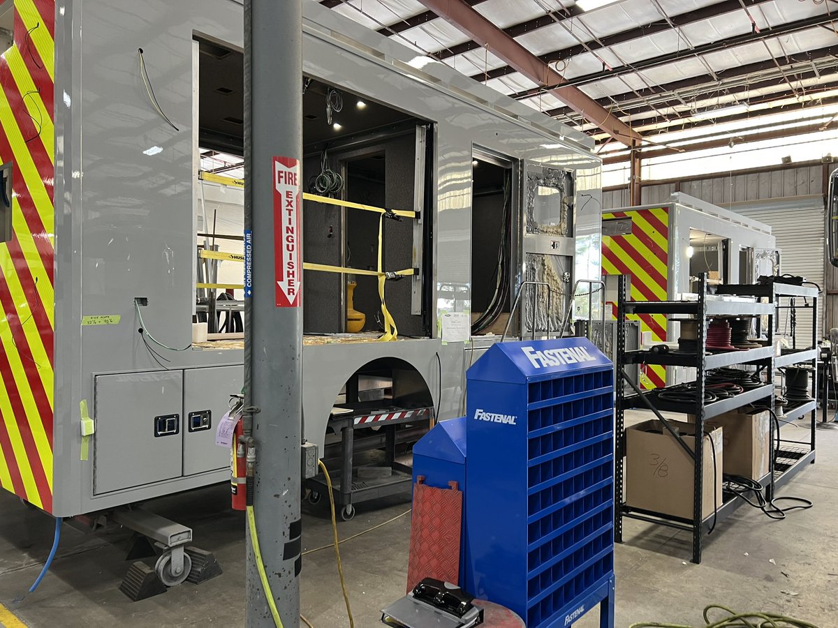 Asst. Chief Damion Vaughan, Fire Fleet Supervisor David Rowe, E911 Asst Director Amanda Maddox, EMA Coordinator Jeff LeMaster, and E911 Chris Southerland attended the midpoint inspection and review prior to the final build out at Frontline Communications in Clearwater, Florida.