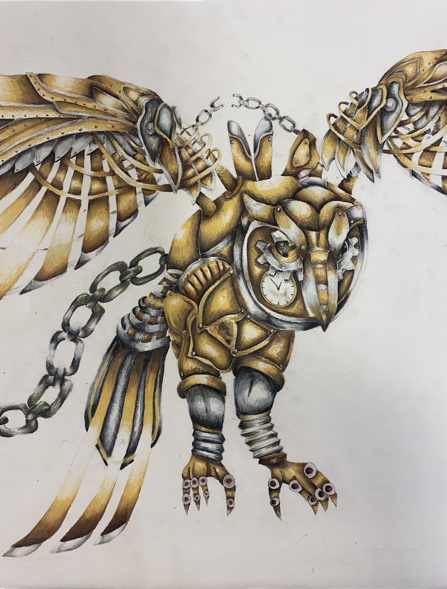 Delighted with this Steampunk owl by Year 11 Oliver de Belle. <a href="/BirkdaleHS/">Birkdale High School</a>