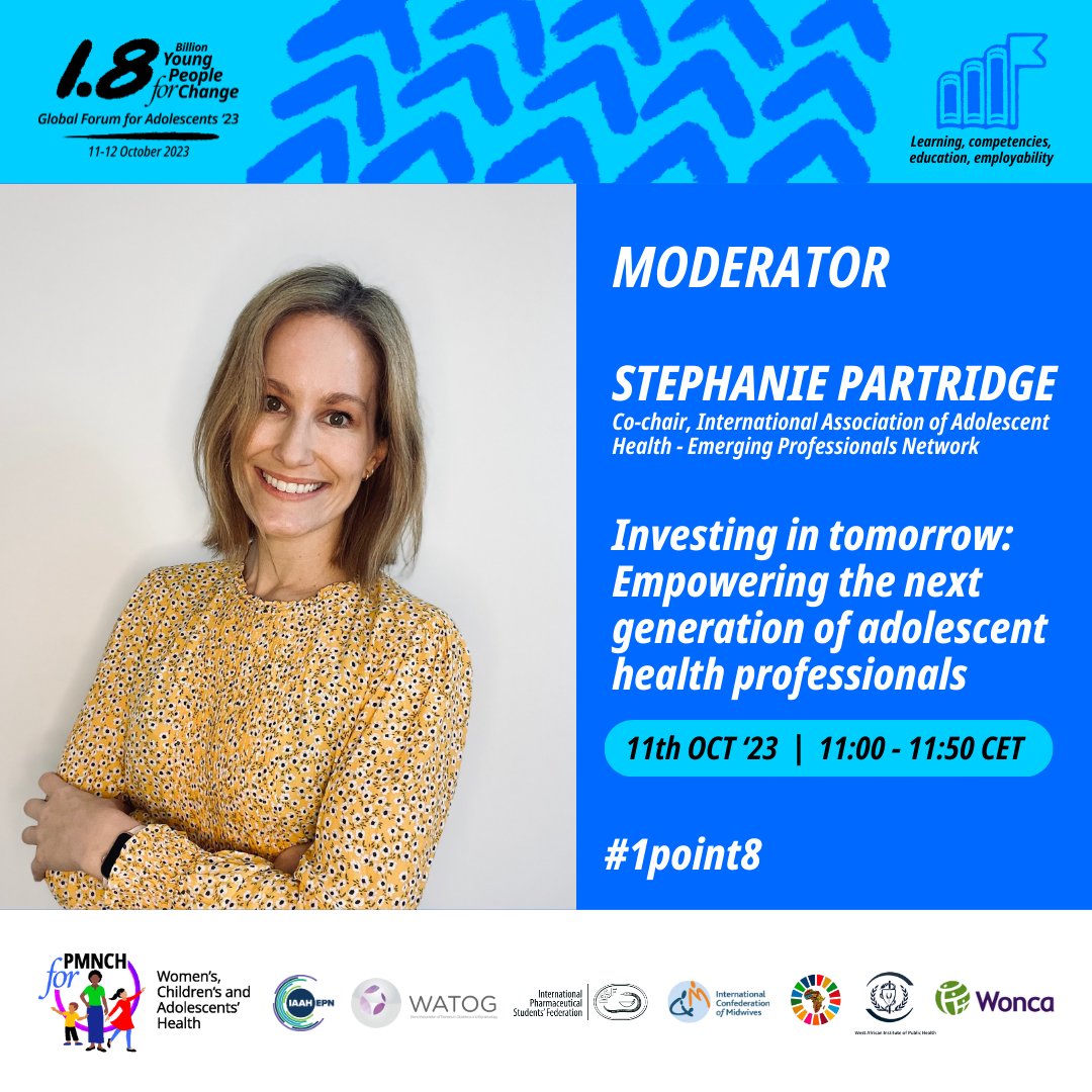 The Global Forum for #Adolescents starts in less than 12 hours! I am excited to be presenting with my <a href="/IAAHglobal/">IAAH</a> EPN co-chairs. It's not too late to register: 1point8b.org/global-forum-f… <a href="/syd_health/">Sydney Health</a> <a href="/PMNCH/">PMNCH</a> #1point8