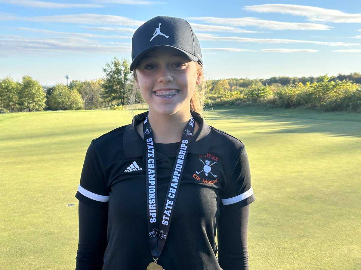 Sophomore Belle Kongshaug of Colfax/Elk Mound was the individual medalist in Div. 2 at the State Girls Golf Championships with a 36-hole total of 157 after finishing runner-up last season. #wiaagolf