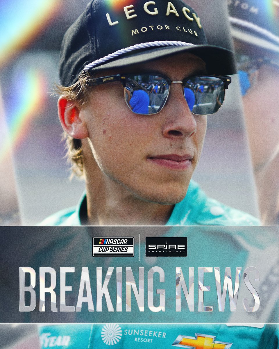 NASCAR's tweet photo. NEWS: @SpireMotorsport announces @CarsonHocevar has signed a multiyear contract to drive the No. 77 full time in the NASCAR Cup Series starting in 2024. https://t.co/2JfTYRffND