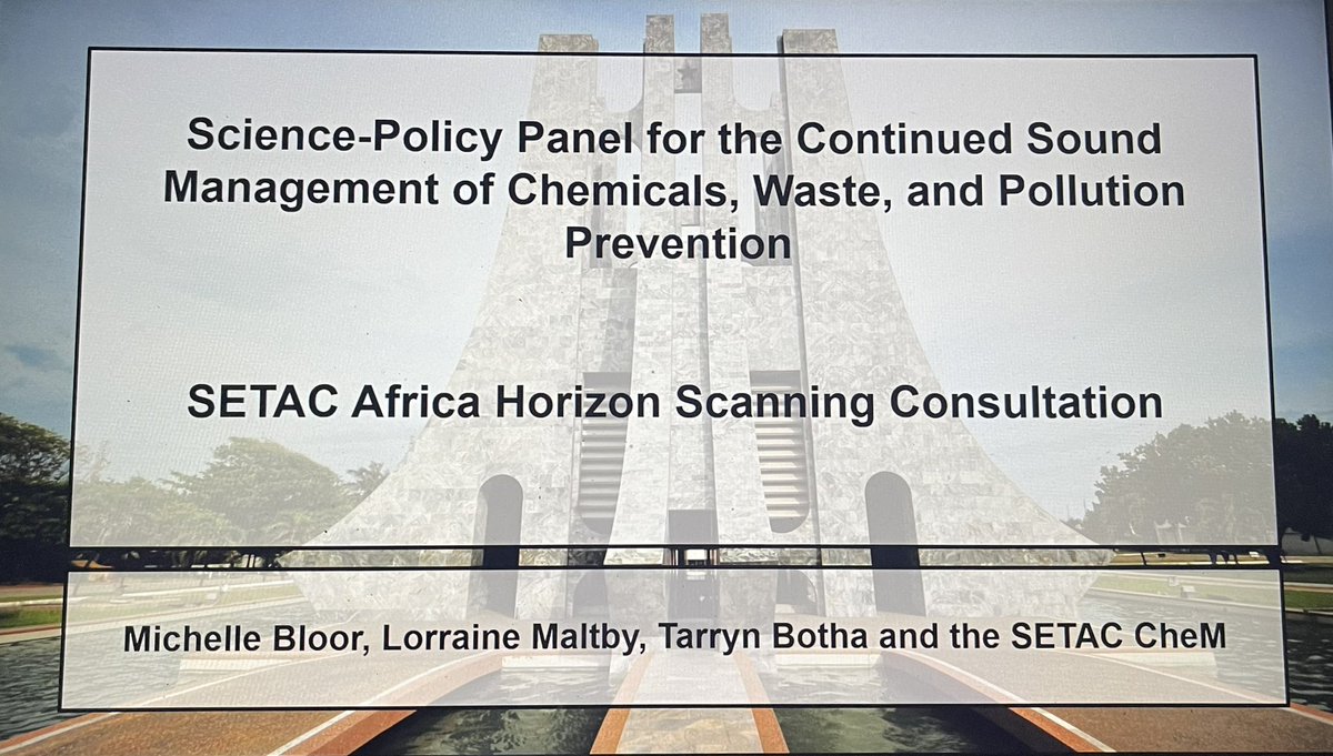 Michelle Bloor (@drmichellebloor) on Twitter photo Today I co-chaired an horizon scanning consultation on chemicals management at the <a href="/SETAC_Africa/">SETAC Africa</a> meeting. The room was buzzing and we’ve generated lots of data. We’ll use the data collected from scientists based in Africa alongside data from similar events in Europe, North Today I co-chaired an horizon scanning consultation on chemicals management at the <a href="/SETAC_Africa/">SETAC Africa</a> meeting. The room was buzzing and we’ve generated lots of data. We’ll use the data collected from scientists based in Africa alongside data from similar events in Europe, North