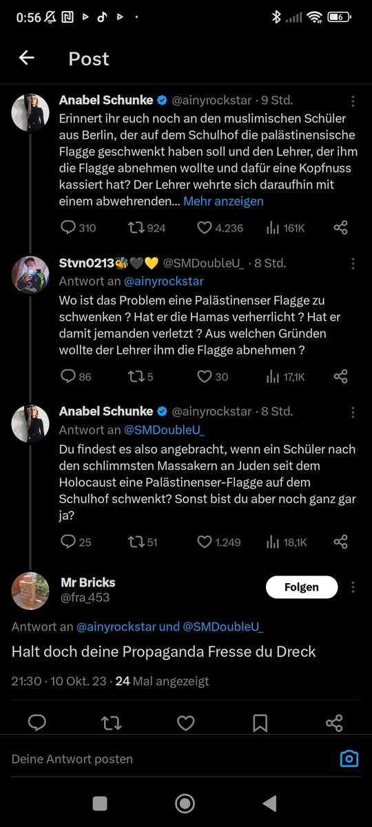 Einfach mit einer ausländerfeindlichen AFDlerin angelegt, ich hatte schon bessere Ideen , oder ? ( Kontext sensibel , habe das Video mit dem jgdl. Und der Flagge gesehen )