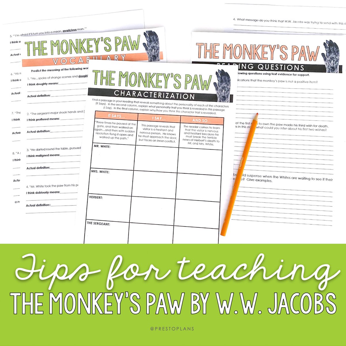 This week on the blog, I’m sharing my top tricks and tips for making the most of "The Monkey’s Paw" in secondary ELA, which is the perfect horror story to teach around Halloween! 

Click the link below to check out the post! #iteachenglish #elateacher 

prestoplans.com/teaching-the-m…