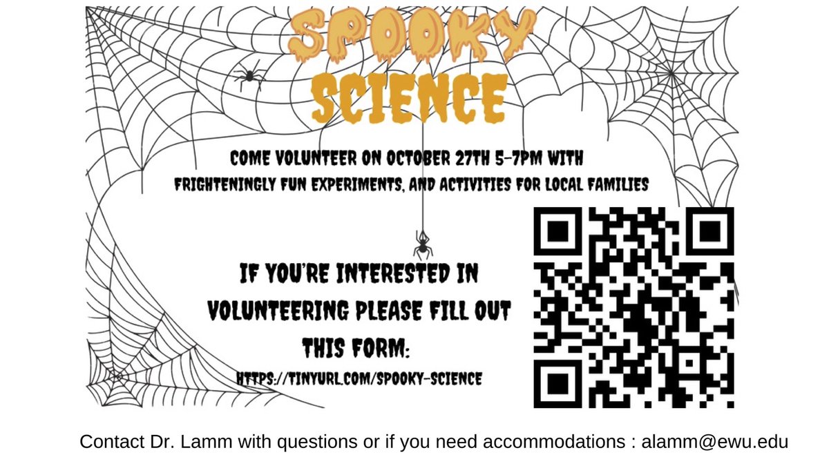 Volunteers wanted! Fill out this form: tinyurl.com/spooky-science