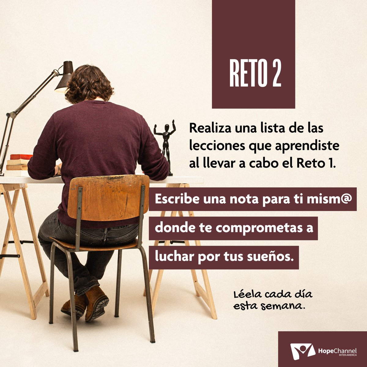 ¿Qué aprendiste al realizar el reto de la semana pasada? El desafío de hoy consiste en escribir lo que aprendiste y una nota que puedas leer cada día, donde te comprometas a luchar por tus metas, de la mano de Dios 🙏.