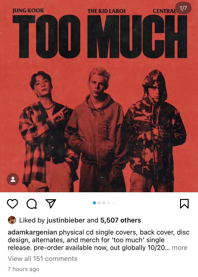 chartjungkook's tweet photo. Justin Bieber has liked a post about “Too Much” made by the photographer of the CDs pics. https://t.co/zReeZ0kJIZ