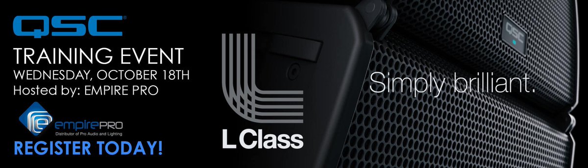 QSCproaudio (@qscproaudio) on Twitter photo Live L Class training event at <a href="/EmpirePROavl/">Empire PRO</a> in Southern California October 18th. Register today!
eventbrite.com/e/qsc-l-series… Live L Class training event at <a href="/EmpirePROavl/">Empire PRO</a> in Southern California October 18th. Register today!
eventbrite.com/e/qsc-l-series…