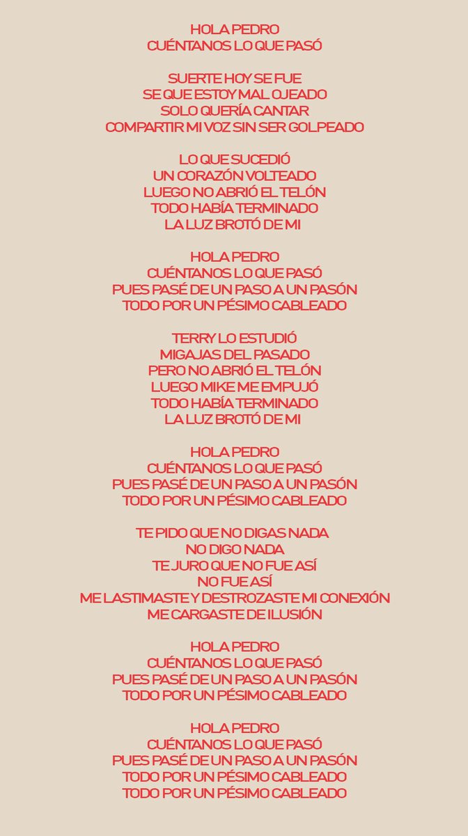 Aquí la letra de mi última canción