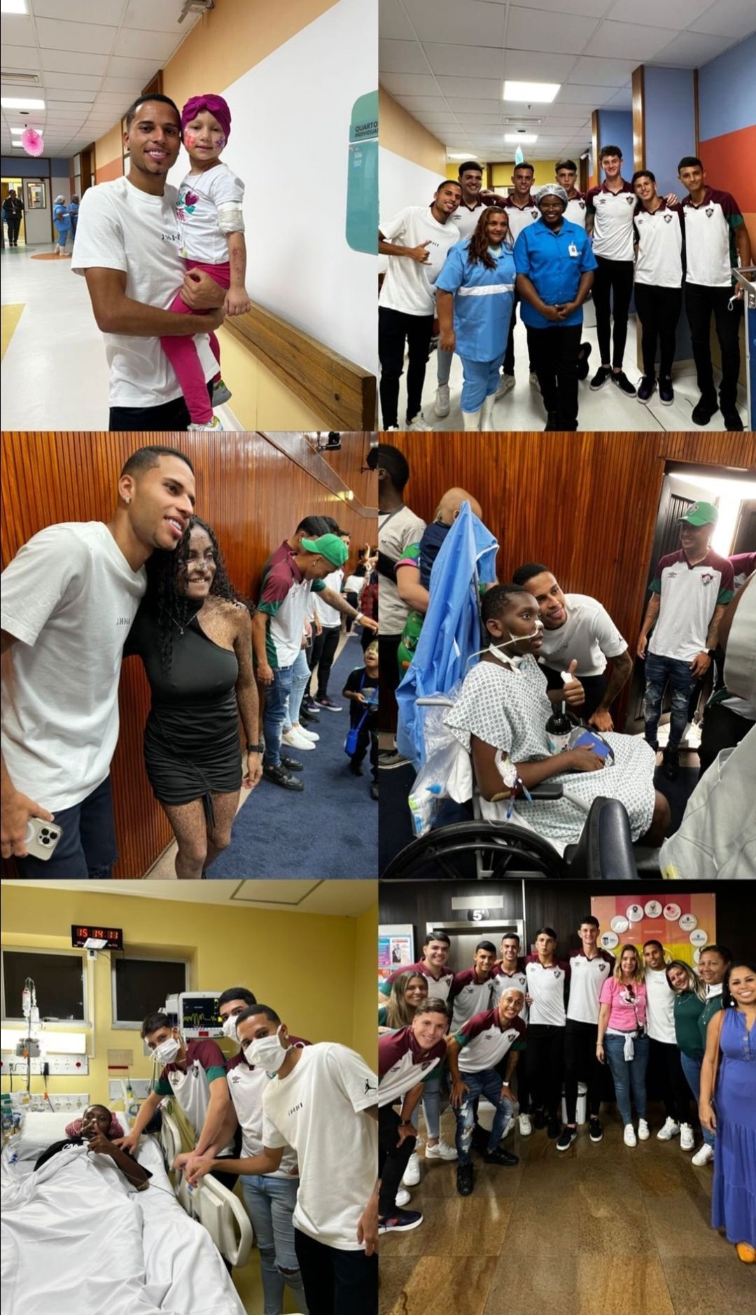 Alexsander e jogadores da base do Fluminense visitam crianças que