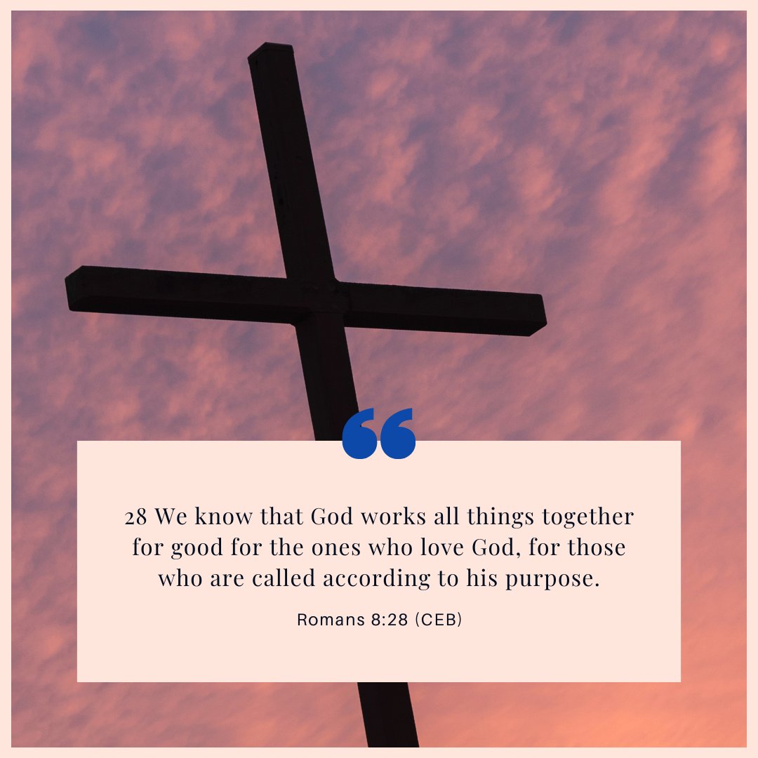CUMC16's tweet image. Embracing the promise of Romans 8:28 – 'We know that all things work together for good for those who love God.' 🙏✨ No matter the challenges, we have faith that God's plan is unfolding perfectly. Trusting in His divine guidance and love. 💖 #Romans828 #FaithInHim #GodsPlan