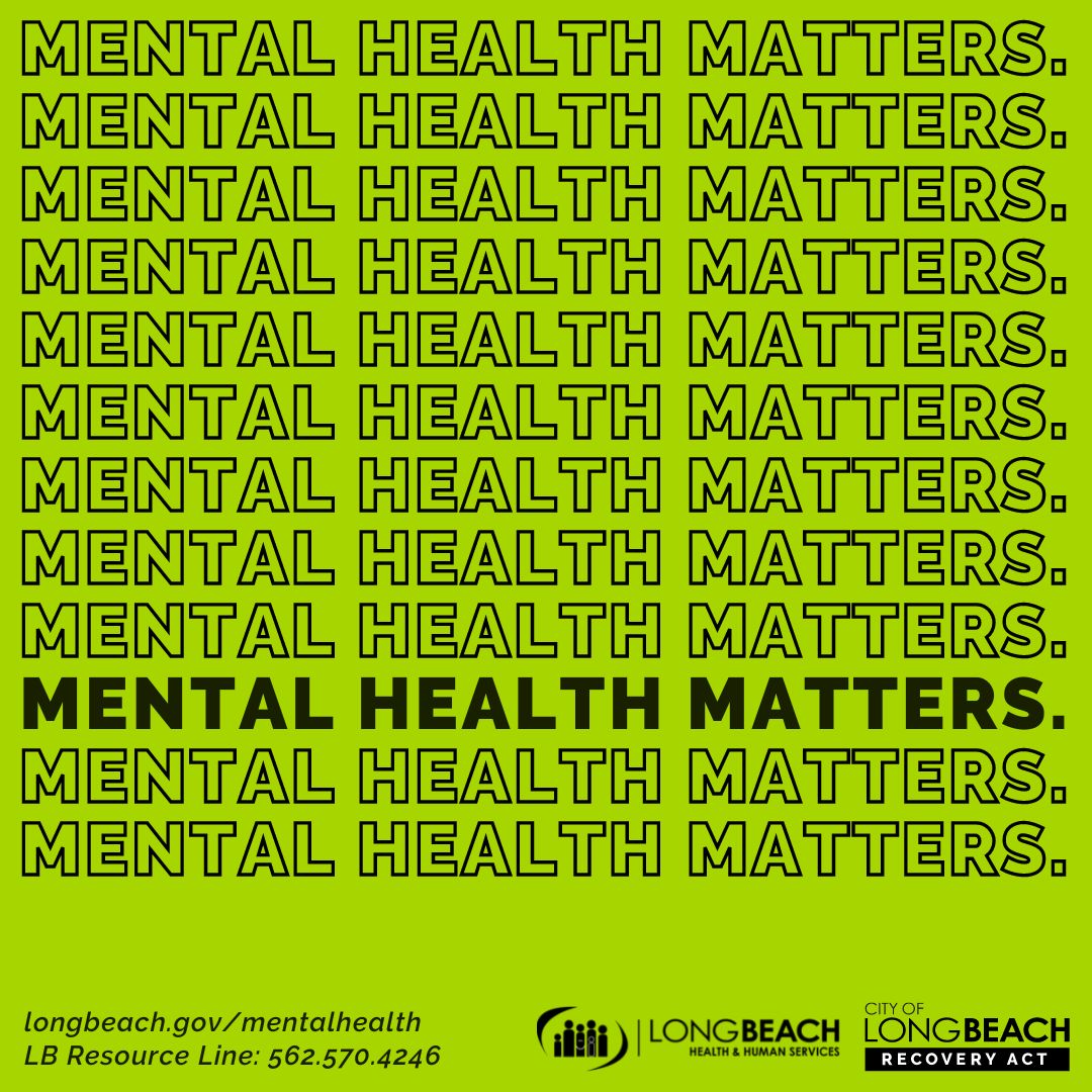 LongBeachCity's tweet photo. This #MentalHealthAwarenessDay we want to remind you to check in on your friends and family and check in on yourself too. Everyone's wellbeing matters! Learn about our #MentalHealthMatters campaign and the resources & tips we offer. βΉοΈ https://t.co/RTeN52eW54
#LBRecovers https://t.co/YYx2avaSHR
