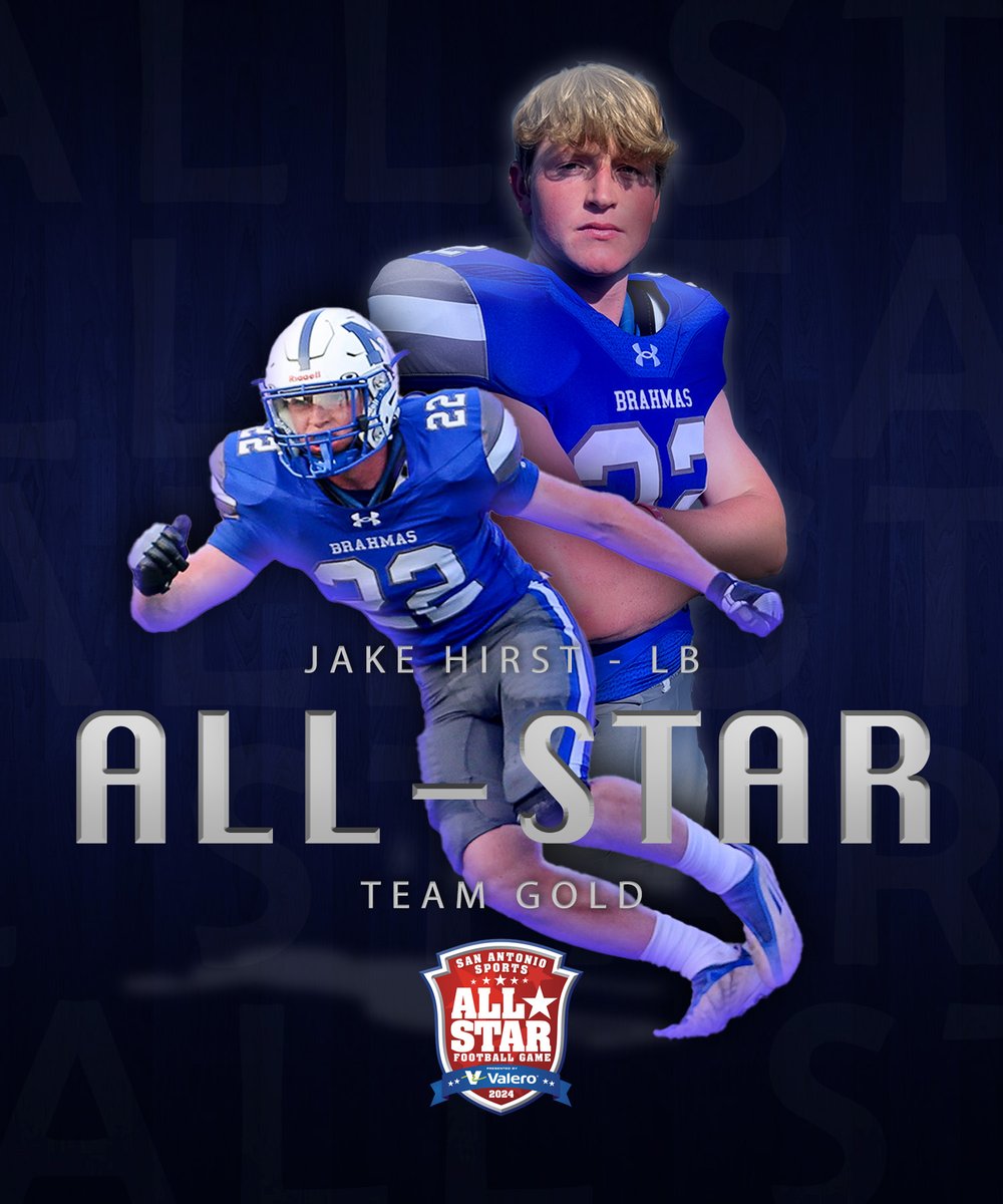 Brahma Sports (@macbrahmasports) on Twitter photo Congratulations to our very own Jake Hirst for being selected to play in the San Antonio Sports All-Star Football Game on January 6 in the Alamodome! <a href="/PrincipalHDZ/">Joaquin R Hernandez</a> <a href="/CoachHirst34/">Kevin Hirst</a> @BrahmaNation <a href="/brahma_booster/">Brahma Booster</a> <a href="/FootballBrahma/">MacArthur Brahma Football</a> <a href="/NeisdAthletics/">NEISD ATHLETICS</a> Congratulations to our very own Jake Hirst for being selected to play in the San Antonio Sports All-Star Football Game on January 6 in the Alamodome! <a href="/PrincipalHDZ/">Joaquin R Hernandez</a> <a href="/CoachHirst34/">Kevin Hirst</a> @BrahmaNation <a href="/brahma_booster/">Brahma Booster</a> <a href="/FootballBrahma/">MacArthur Brahma Football</a> <a href="/NeisdAthletics/">NEISD ATHLETICS</a>
