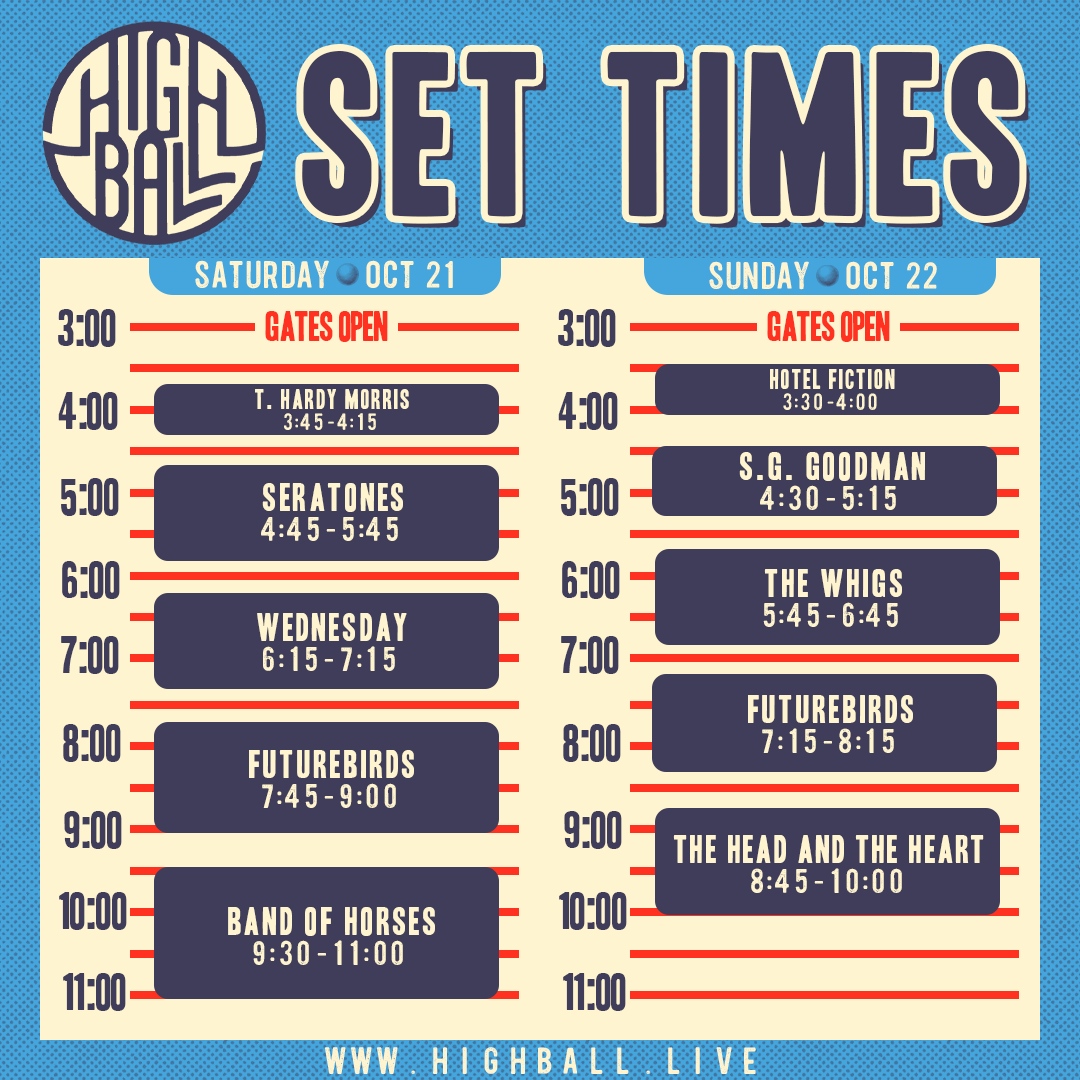 SET TIMES JUST DROPPED 🗣️ See next weekend for some great music! 🎶

🎟: highball.live

#HighballATL #FlockUp #BirdFam4Ever #CheersYall #FullSpeedAhead