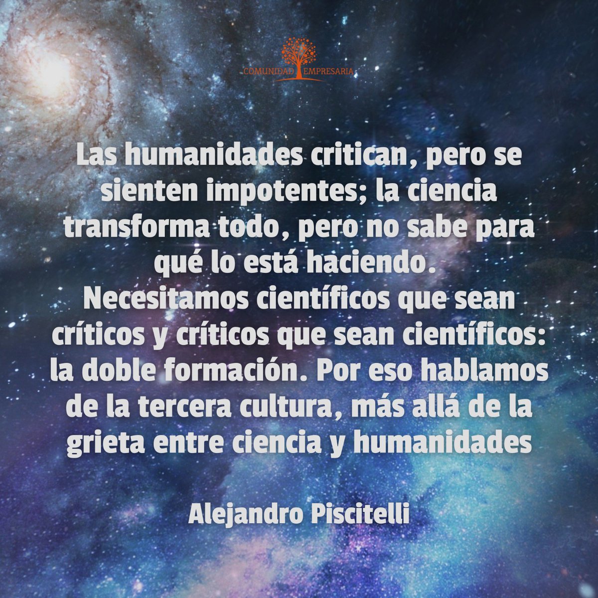 Compartimos como frase semanal una reflexión del filósofo Alejandro Piscitelli 📝

#filosofia #alejandropiscitelli #sociedad #ciencia #reflexiones