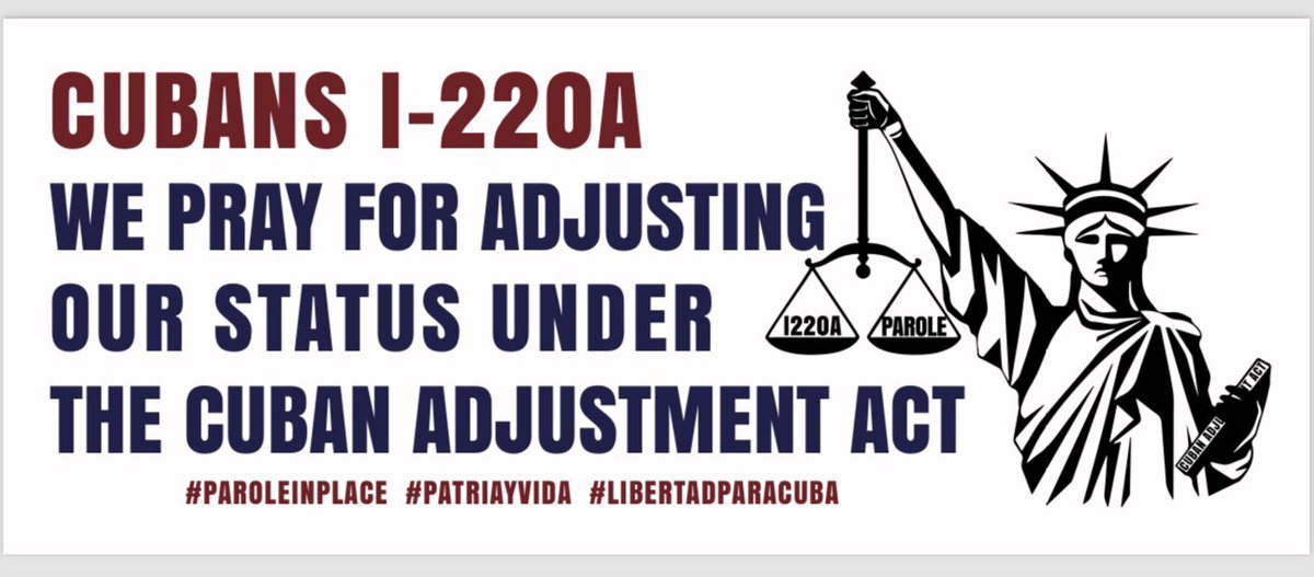 ZahiraPerezzzzz's tweet photo. @JoeBiden @Cartajuanero @SecMayorkas @RepMariaSalazar There are more than 350000 Cubans in a migratory limbo !!! They can’t adjust their status tru the Cuban adjustment act because they have i220a!!!! Kindly ask for parole in place. #i220aparol #parolinplace #cubanadjustmentsct https://t.co/qUYgBUeXDe