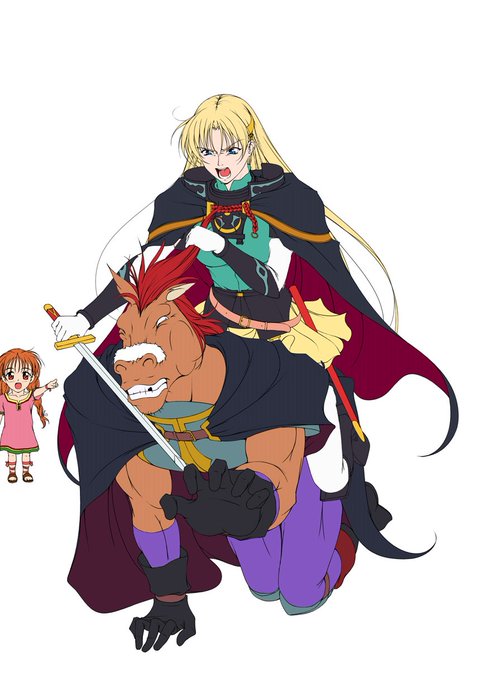 今日の一枚。
結構前の年賀用のシャロンとスタリオンとアリアドネの基本色を塗り終わった物。
ちなみにこの絵はりんしん氏のイラスト集のカバー裏に描かれたデフォルメのシャロンとスタリオンのイラストを参考に描きましたね。😉
😆「お馬さんごっこ!」 