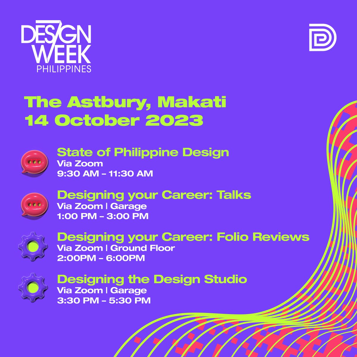 DTIDesignCenter's tweet image. Creativity is thriving The Astbury for #DesignWeekPhilippines!

Visit the space and look out for these events happening on 14 October, Saturday.

This is where the fun is at! Sign up here: linktr.ee/designweekphil….

#DesignWeekPh #OnTheEdge