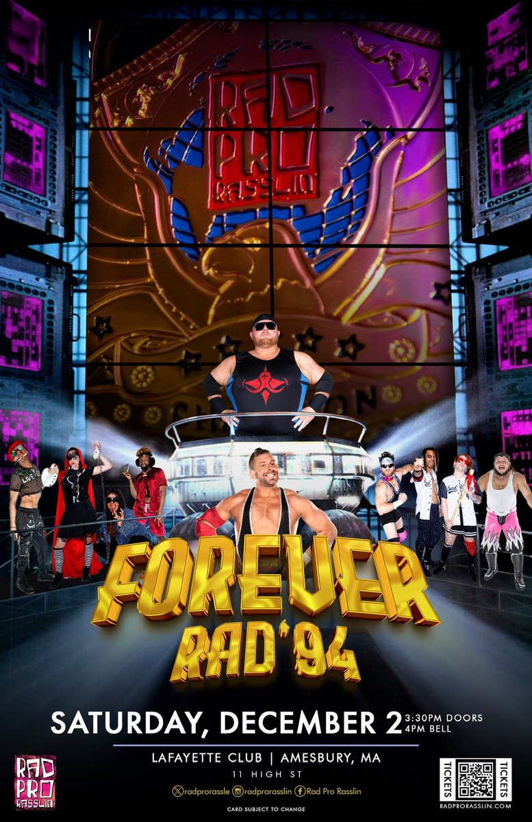 RadProRassle's tweet photo. Fun night for pro wrestling tonight! Want to continue the fun? Buy some tickets to the next two #radpro events! #massachusetts #AEWTitleTuesday #WWENXT 

https://t.co/mWZtuFlCxx https://t.co/nOlSKtlPsO