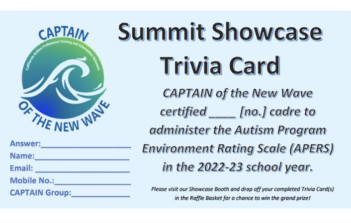 Keep an eye out for #CAPTAINofTheNewWave trivia cards which give you a chance to win a prize! Check out our showcase booth! #2023CAPTAINsummit