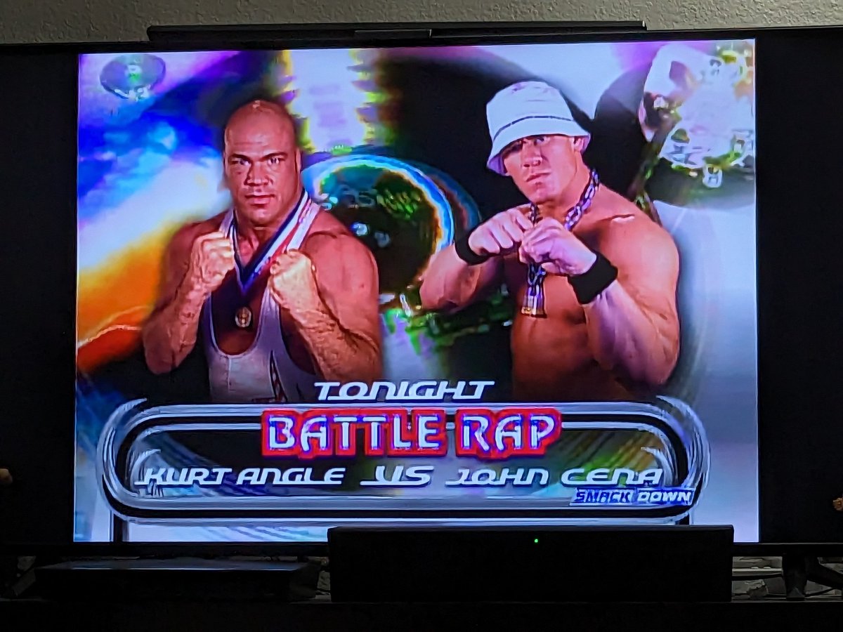 SondraRuthITR's tweet photo. Exciting times tonight for #WWENXT and #AEWDynamite!
Meanwhile, on 2003 #SmackDown...
(I'm not mad about it; this should be ridiculous π€£) #RetroITR https://t.co/Mz2rmDZZpP