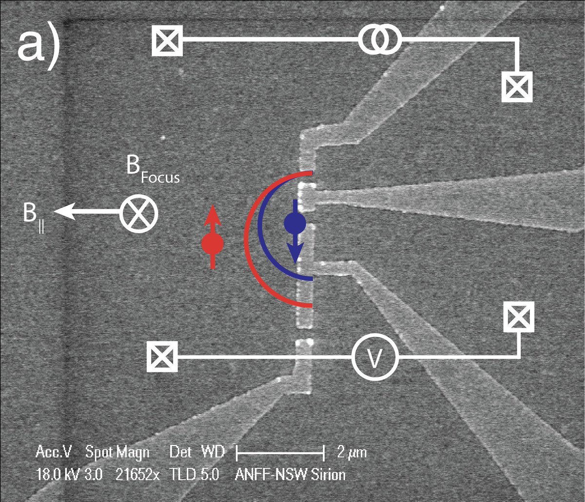QEDUNSW's tweet photo. Matt and Scott’s latest paper on transverse magnetic focussing is out now on the arXiv (https://t.co/VAIRkxQP31). We use focussing to probe a section of the Fermi surface and observe non-adiabatic spin dynamics and a high sensitivity to spin dependent scattering. https://t.co/wQkm553z7c